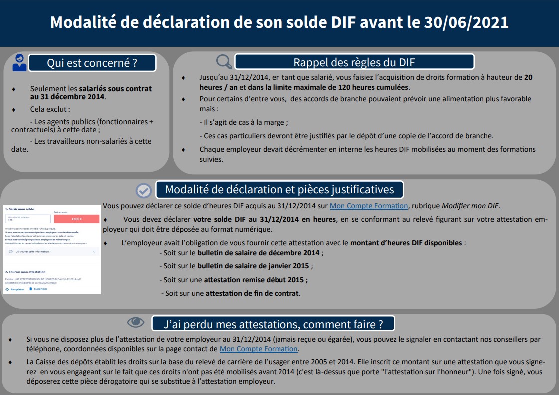 Modalité de déclaration des heures DIF