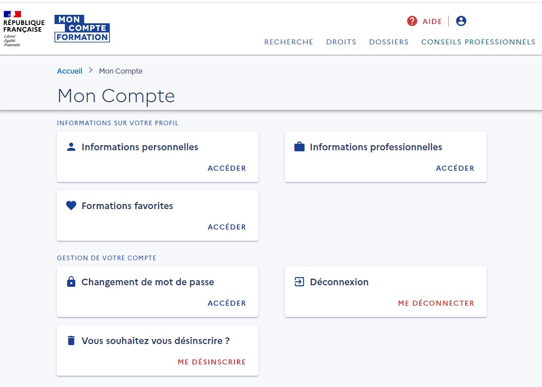 Votre compte - Modifier les données attachées à mon compte