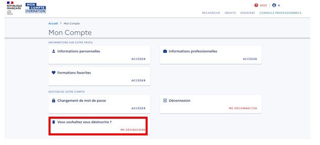 Comment me désinscrire de Mon Compte Formation ?