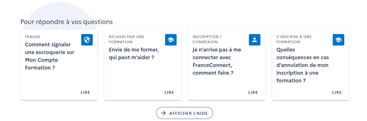 Foire aux questions- Mon compte formation