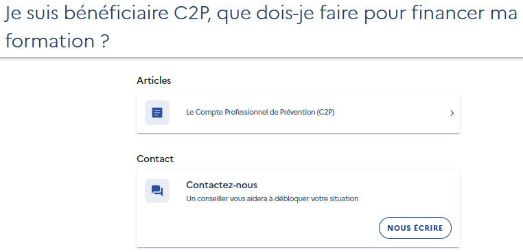 Chemin d'accès formulaire de contact C2P